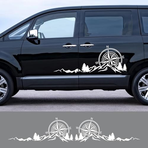 LYABYT Auto Aufkleber Berg Kompass Dekoration Wohnmobil Wohnwagen Pickup Vinyl Aufkleber, für SUV Camper RV Van