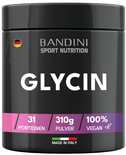 Bandini® Glycine Poudre | 100% vegan, pure, cristalline | Synthèse de collagène pour la peau et les articulations | Aide au sommeil | Glycin sans additifs et testé en laboratoire | L-Glycine 310 g