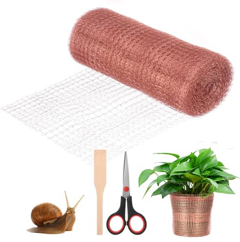 Faankiton Filet en Cuivre, Maille de Cuivre, Treillis en Cuivre, Grillage en Cuivre Anti Limace, Maille Cuivrée Flexible, pour Chauve-Souris Oiseaux Escargots Souris Insectes Limaces, 127mm x 6m