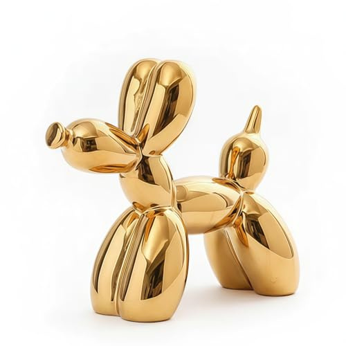 YOYUMI Cane Palloncino Scultura Ornamento Elettroplaccato, statua in ceramica lucida per soggiorno, camera da letto, vetrine e arredamento per ufficio, 22 * 18 * 8 cm, Oro