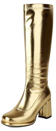 Stiefelüberzieher, Silber Stiefel Retro, Pink, langer Schaft, Synthetik, Reißverschlusss, Space, Schlager, cooler Look, Karneval, Halloween, Fasching, Mottoparty