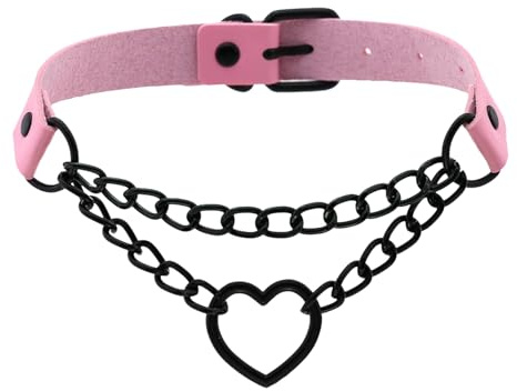 Halsband Damen,Choker Damen,Halsband Damen Schmuck,Leder Choker Kette,Choker Schwarz,für Gothic Punkrock Rave Rockabilly Gyaru,Heart Schwarz Chokehold Adjustable Darkness Women Halsring Lederhalsband