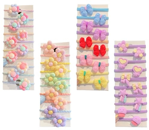Set di 40 graziosi fermagli per capelli per ragazze – fiori, frutti e motivi animali con bottoni automatici antiscivolo, accessori per capelli colorati per bambini, arcobaleni e caramelle (quattro in