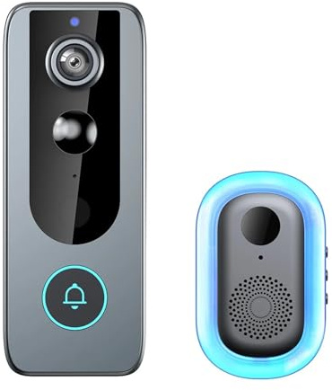 VEKELETE Videocitofono Tuya con Telecamera Wi-Fi Impermeabile, videocitofono 1080P, spioncino Digitale, Telecamera Wi-Fi con rilevamento del Movimento