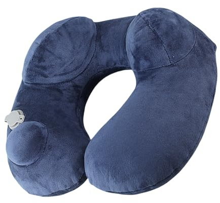 Générique Coussin Cervical Gonflable pour | Coussins Cervicaux De Gonflables pour Avions | Tête Portable avec Poche de Rangement pour Train Avion Randonnée Sac à Dos Vols Longs
