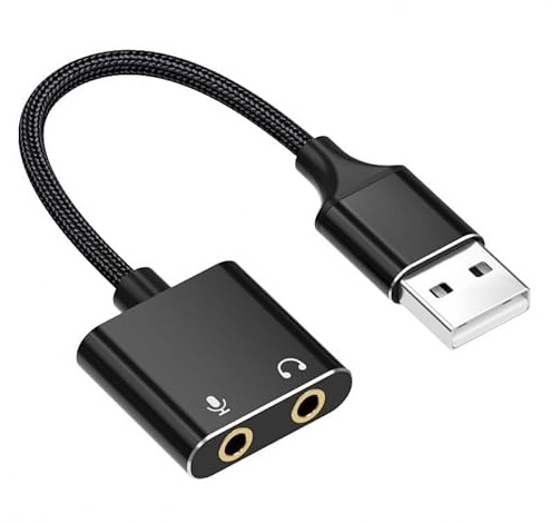 RGYBAO Carte son externe USB 2 en 1 pour écouteurs et microphones, cordon adaptateur son HiFi pour jeux et streaming