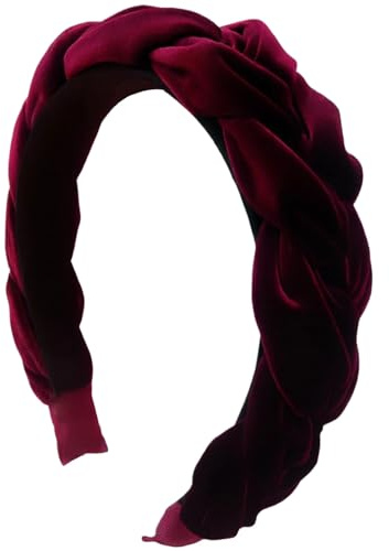 GWAWG Geflochtener Trachten Haarreifen Damen Geflochten fürs Dirndl Samt Stirnband Haarreif Haarschmuck Dirndl Samt Oktoberfest Accessoires Burgunderrot (Violett, Eine Größe)