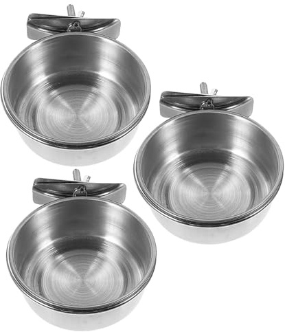 HAPINARY 3 pièces Bol Suspendu Acier Inoxydable pour Perroquet et Oiseaux Mangeoire Polyvalente pour Nourriture et Eau Facile à Accrocher Cage Adapté à Perroquets Pigeons et Petits Animaux