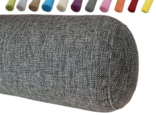 uyeoco Lange Nackenrolle Nackenkissen 20x120 20x80 15x60cm, Nackenstütz-Kissen mit Bezug, rund Füllkissen aus flauschigem Schaumstoff, Nacken Beinkissen für Bett und Couch(dunkelgrau,20x80cm)