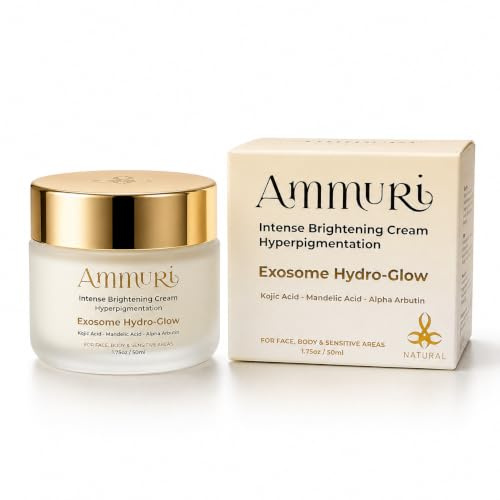AMMURI Crema iluminadora intensa con tecnología patentada Exosoma, ácido kójico, alfa arbutina, glutatión, corrector de manchas oscuras, 50 g