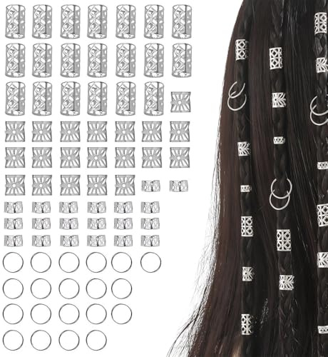 Cabello Trenzas De Metal Accesorio, 80 Piezas Argollas Anillos Trenzas, Joyería Trenzas Plata, Anillos Ajustables Plata, Charms Locs Dreadlocks, Clips Adornos Pelo, Accesorios Pelo Estilo Pirata