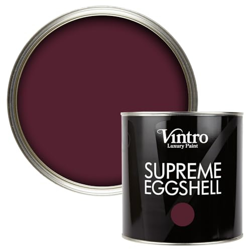 Vintro Paint | Eggshell Paint | for Walls | Wood | Trim | Satin Furniture Paint | Interior & Exterior Use. (Dark Purple - Sweet Damson, 2.5 Litres)