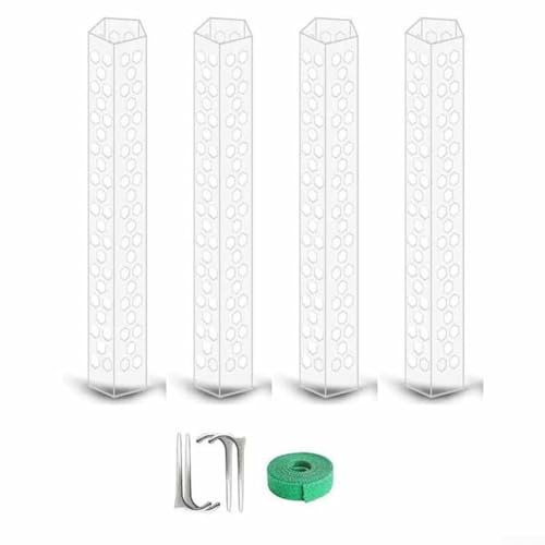 Durashmall Lot de 4 poteaux en mousse transparente en PET de 40 cm pour plantes grimpantes, d'intérieur et d'extérieur, jardinage, vigne et arbustes, design pentagonal pour l'humidité