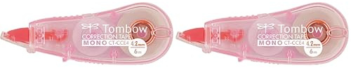 Tombow CT-CCE4-PK Mini-Korrekturroller, mittiges Abrollen, 4.2 mm x 6 m, geblistert, transparent pink (Packung mit 2)