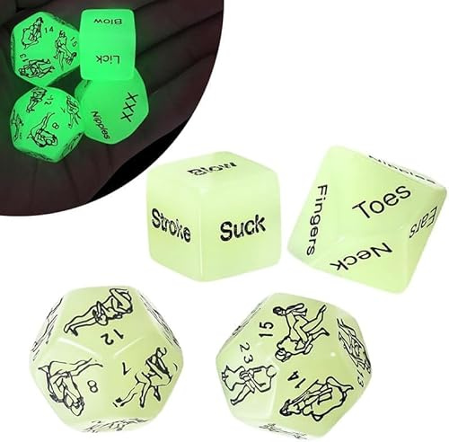 Date Night Dice Games for Couple, Decision Dice Game for Romantic Ideas, Funny Naughty Gifts for Him Acrylic Position Decision Toy（Glow in the Dark 4 PCS
