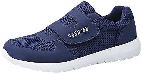 Löparskor herr svarta diabetiker skor bekväma sportskor mesh andas gator halkfria stretch fritidsskor mjuka lätta ortopediska vandringsskor för män, blå, 40 EU