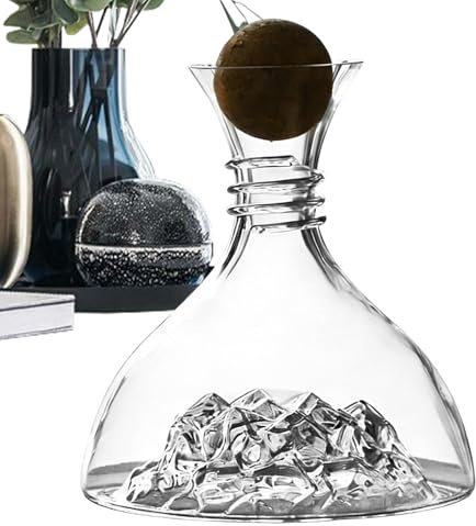 Wine Decanter - Glass Serveware, Large Capacity Aerator, Crystal Handblown Vessel, Beverage Service Category, Tabletop Dining Accessory, 1800ml Clear Carafe For Home Restaurant Party
