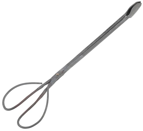 JOYOFREELY Pinzas Largas para Chimenea de Hierro Negro Agarre Cómodo y Protección de Seguridad para Leña y Barbacoas al Aire Libre de 52 Cm