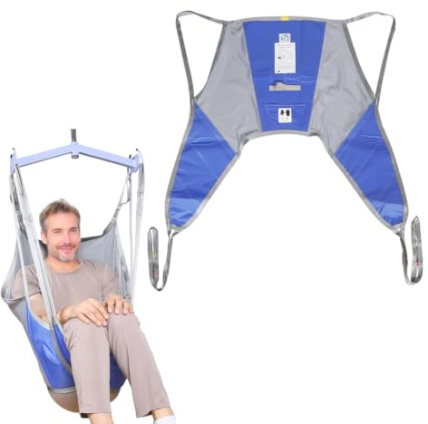 Ehucon Easy Slip Patient Hoist Sling with Low Back Support, Toileting & Transfer Sling for Elderly & Bedridden, Universal Fit, 227kg Safe Working Load (m)
