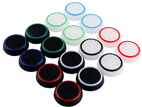 AKORD Pack of 16pcs Thumb Grip Thumbstick Noctilucent Sets for PS2, PS3, PS4, PS5, Xbox 360, Xbox One, Xbox X, Switch Pro Controller