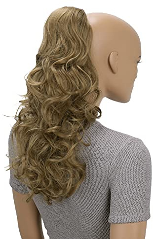 CAISHA 45 cm Hårstycke Fläta Hästsvans Hårförlängning Voluminös Vågig Mörkblond PH24