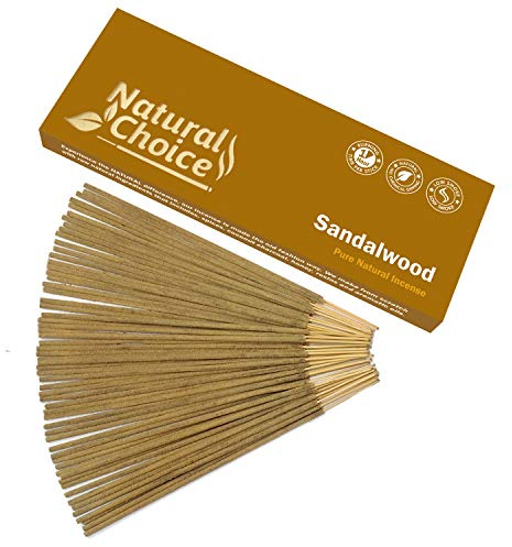Natural Choice Incense Sandalwood Incense Sticks 100 Grams, Low Smoke Traditional Incense Sticks Made from Scratch, Never Dipped (Sandalwood, Single Pack)