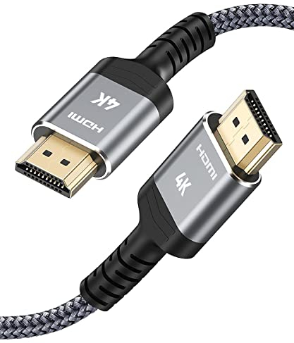 SNOWKIDS 4K HDMI Kabel 2Meter,HDMI-Kabel 4K@60Hz Nylon Geflecht Vergoldete Anschlüsse mit Ethernet/Audio Rückkanal, Kompatibel mit HDTV/Laptop/Blu-ray/Soundbar/Monitor/PS-5/X-box