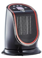 EWTM2 GTSB, elektrisches Heizgerät mit Lüftungsfunktion, Keramikheizer mit 4 Farben LCD-Display, energiesparender Eco-Modus, 12 h Timer, 2000 W, Schwarz
