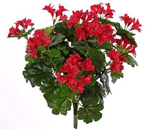 artplants.de Geranio de plástico BERENIKE con Vara de fijación, Zona protegida, Rojo, 40cm, Ø5-8cm - Geranio Artificial - Flores de plástico