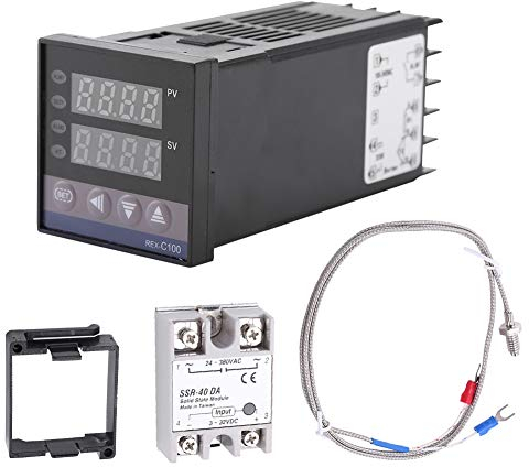 LiebeWH 0 ℃ ~ 1300 ℃ REX-C100 Interruttore Termostato Digitale, Controller Temperatura Termostato Kit Controller Riscaldamento PID LED AC110V-240V