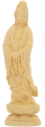 VALICLUD Guanyin Statue Holz 12X3.6 cm Handgeschnitzte Buddhistische Skulptur Feng Shui Deko Für Haus Büro Und Altar Geschenk