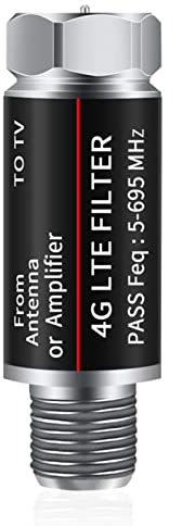 LTE Filter Improves TV Antenna Signals -5G LTE Filter for TV Amplifier Signal Purifier, Filter Reduce Interference from Cell Phones Towers(Frequency Range 5-699Mhz)
