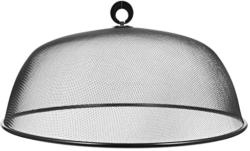 GANAZONO Cloche Alimentaire en Mailles Métalliques 40 Cm Noir avec Poignée pour Cuisine Protection Contre Insectes Et Poussière Rangement Facile