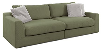 CAVADORE Big Sofa Fiona / Megasofa in Cord mit tiefen Sitzflächen und weicher Polsterung / Cordsofa / 276 x 90 x 109 / Cordstoff Olive