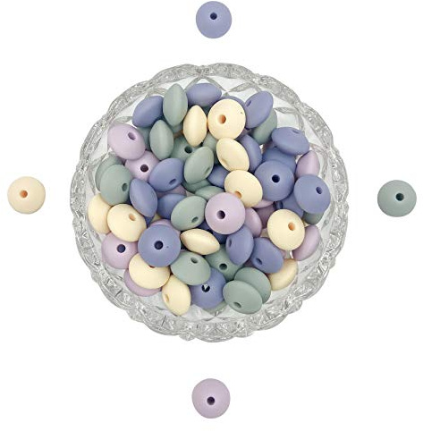 DIY Slicone Lentil Purple Beads 12mm 50pc DIY Zubehör Lose Schmuck Perlen