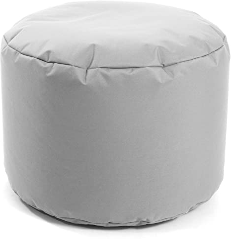 mokebo® Outdoor Pouf o. Hocker 60x40cm in Grau für Balkon & Garten 'Der Ruhestifter', Sitzhocker rund, Bodenkissen, Sitzwürfel, Sitzpouf, Fußhocker & Beistelltisch mit EPS-Perlen Füllung