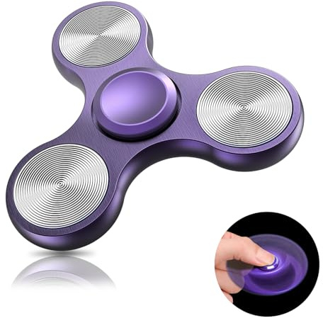 Coolden Fidget Spinner Metall Fidget Toys Hand Spinner Kinder Erwachsene | EDC Anti Stress Spielzeug Hochwertig Edelstahl Stressabbau Coole Gadgets Finger Kreisel Leiser für Büro Schule Geschenk, Lila