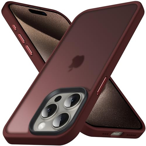Anqrp Designed for iPhone 15 Pro Case, [Military Shockproof] Super Soft Silicone Slim Translucent Matte Protective Phone Cover, Compatible with iPhone 15 Pro 6.1, Wine Red