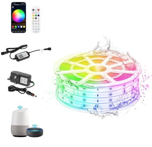TENDIST 30M RGB Outdoor LED Strip Lights, LED Rope Lights IP67 Waterproof Works with Alexa and Remote Control, Smart 24V Music Sync WiFi Outdoor Bar Lights for Garden, Kitchen, Gazebo, Pergola