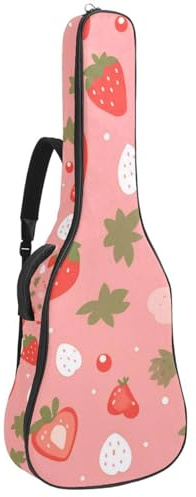 Gitarrentasche, Schutzhülle für 40/41/42 Zoll Akustikgitarre, wasserdichte Gigbag mit praktischer Aufbewahrung und stilvollem Design, Rot Obst Muster, mehrfarbig, 42.9x16.9x4.7 in, Gitarrentasche