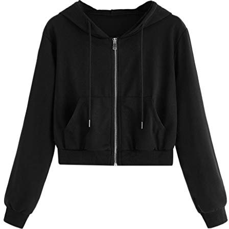 black friday angebote 2024 Kapuzenjacke Damen Einfarbig Kurz Sweatjacke mit Kapuze Reißverschluss Jacke Winter Mantel für Frauen Leichte Übergangsjacke Taschen Sweatshirt Lockere Kapuzenupllover