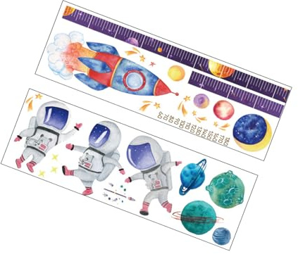 KOMBIUDA 1satz Kinderzimmer Wandtattoo Astronauten-muster Höhenmessung Aufkleber Abnehmbarer Wandsticker Für Schlafzimmer Babyzimmer Und Kindergarten Leicht Anzubringen Langlebig Und