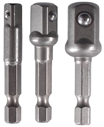 3x 1/4 3/8 1/2 Extension Socket Adapter Impact Set for Hex Shank Driver Power Drill Bit Alloy Steel Cordless Drill Drill