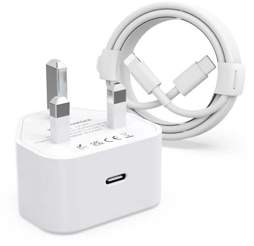 20W USB C Fast Charger with 2M Cable [MFi Certified] for iPhone 14/14 Plus/14 Pro/14 Pro Max/13 12 11 XS XR X XS SE 8 7 Mini,iPad, USBC Plug UK Power Adapte and 6FT USB C to Lightning Cable