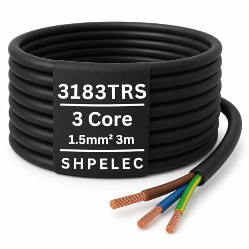 SHPELEC® H05RR-F 3 Core Flexible Rubber Cable - Premium Electrical Wire for Indoor and Outdoor Use - 1.0mm, 1.5mm, 2.5mm 5m, 10m, 20m (1.5mm 3m)