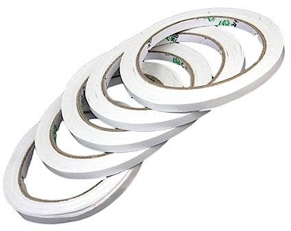 Gatuida 5 Rolls 5mm x 12m White Double-sided Adhesive Tape Hot-melt Adhesive Craft Office Supplies