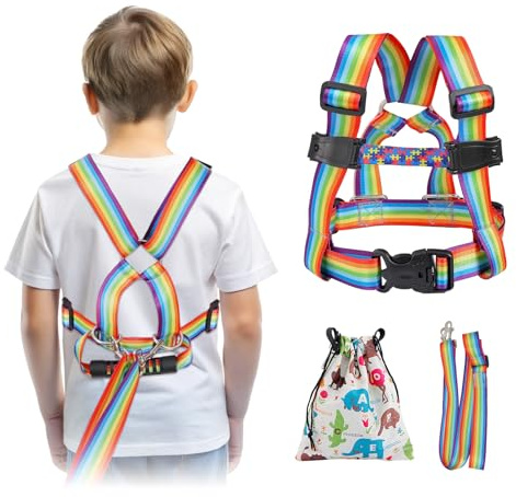 JXM Säkerhetssele koppel för aktiva barn (3-6 år) med grepphandtag, säkert promenadkoppel med bindning för autism, speciella behov, ADHD ASD barn, justerbar autism elopement-sele med påse