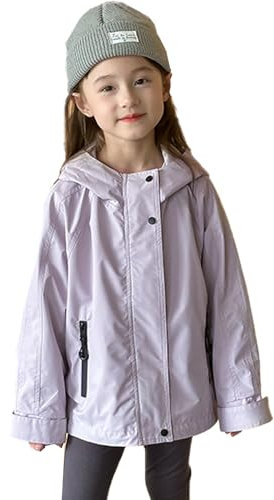 Verve Jelly Giacca a Vento per Bambini Piccoli Capispalla Casual Giubbotto Leggero con Zip e Cappuccio Spolverino Carino per Bambini Viola Chiaro 120 5-6 Anni