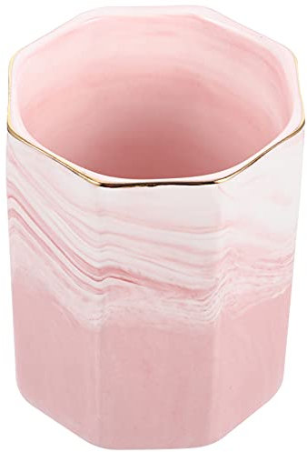 Beaupretty Keramik Make up Pinsel Organizer Becher 10cm Hoch 8cm Breit Marmor Design Mit Goldakzent Schminktisch Kosmetik Aufbewahrung