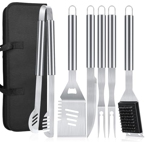BBQ Grilling Accessories, 16-Inch Stainless Steel BBQ Grill Tools Set for Men, Heavy Duty Grilling Accessories Kit for Camping, Kitchen, Extra Thick Barbecue Utensil
